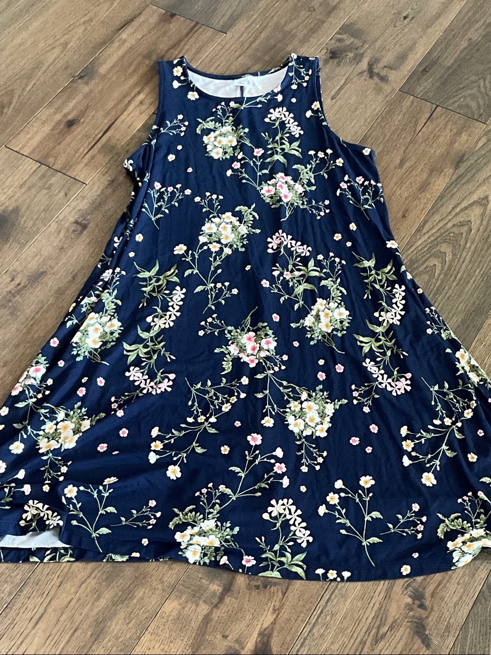 Lady Floral Navy Sleeveless Dress